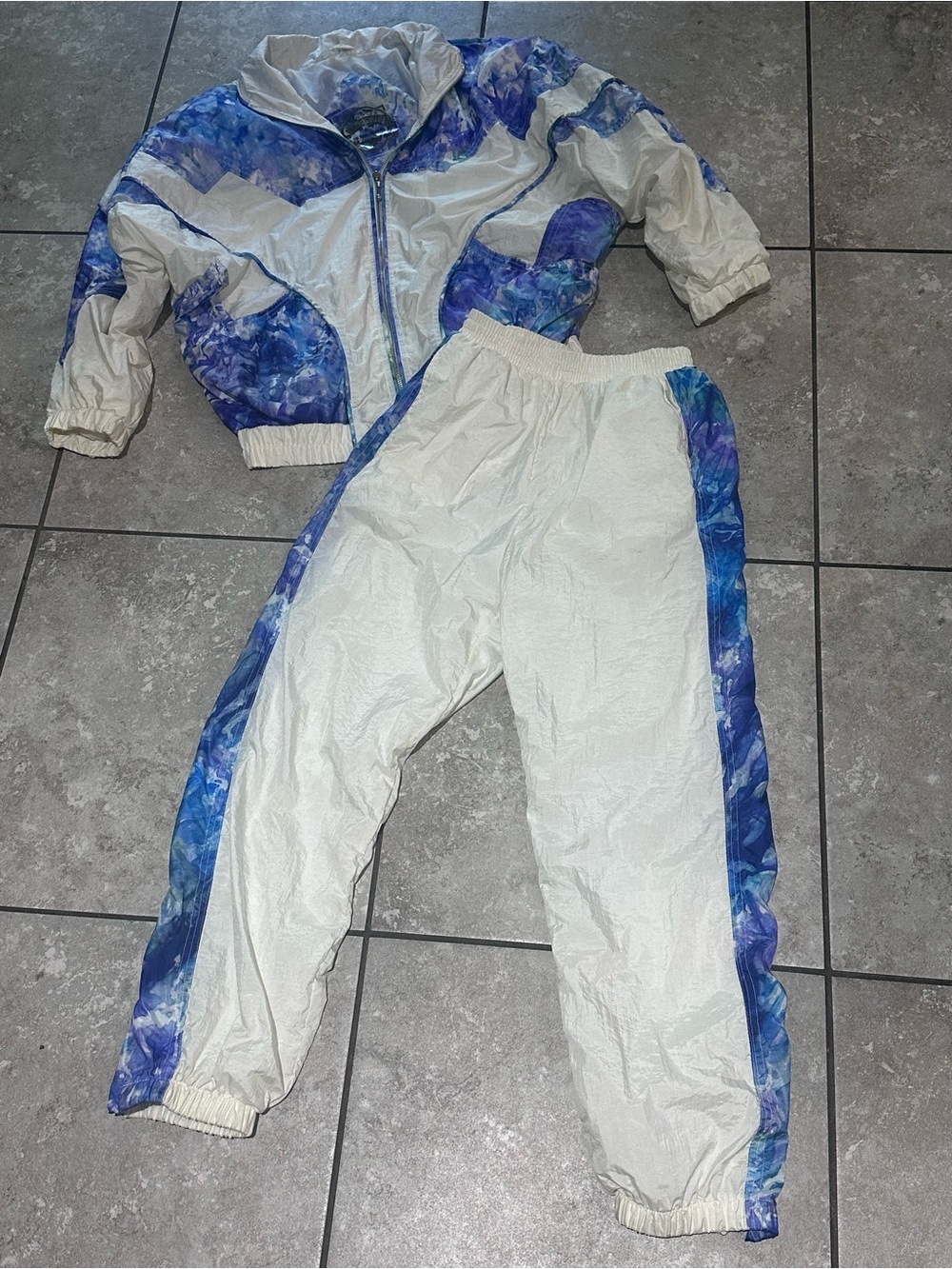 Vtg East West Track Suit Womens Jacket Pants Set Nylon 80s 90s Hip Hop Small